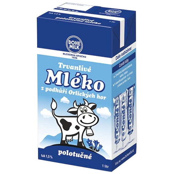 Bohemilk mlieko trvanlivé 1,5% 1l
