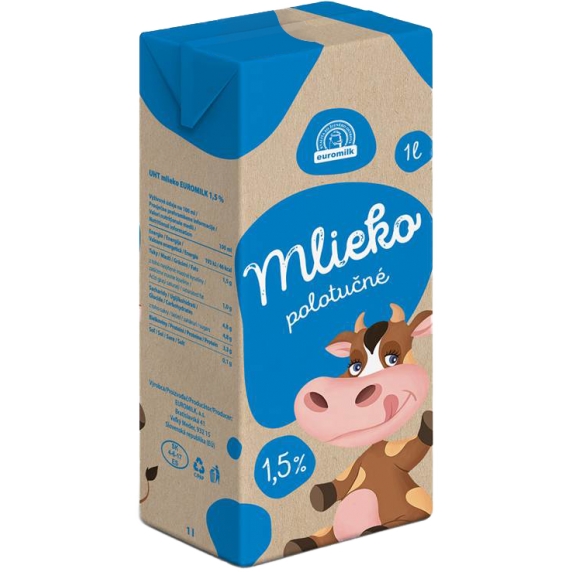 mlieko trvanlivé Euromilk 1,5% 1l