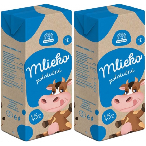 Euromilk mlieko trvanlivé 1,5% 2x1l