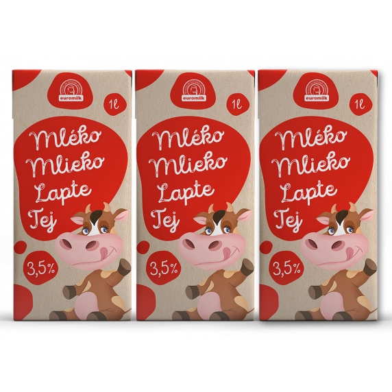 Euromilk mlieko trvanlivé 3,5% 3x1l