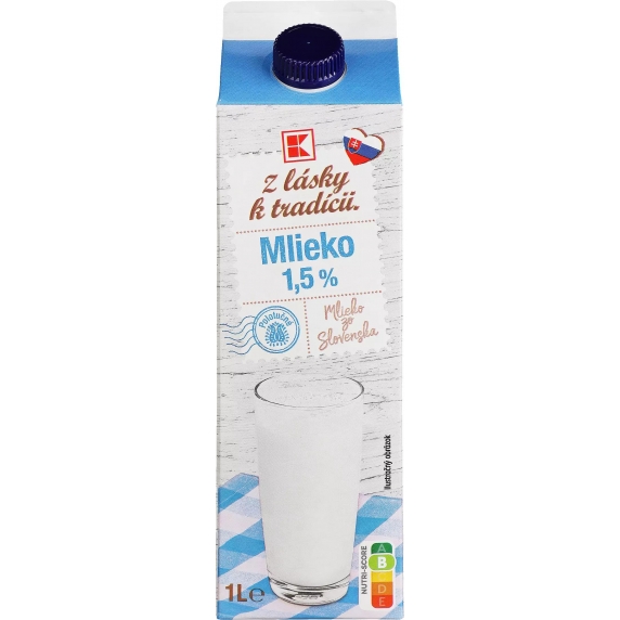 K-Classic mlieko čerstvé 1,5% 1l