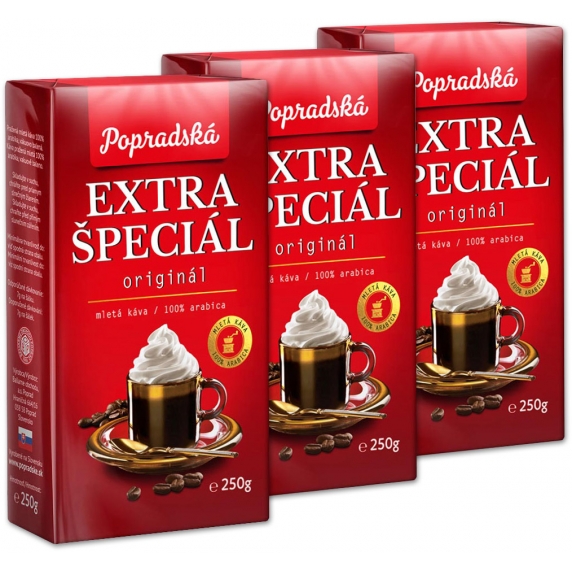 Popradská Extra Špeciál 3x250g, mletá káva