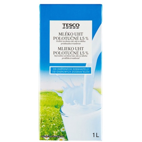 TESCO mlieko trvanlivé 1,5% 1l