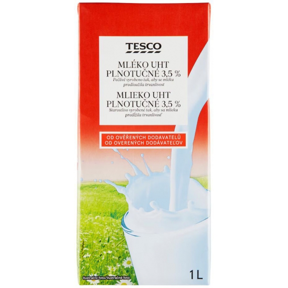 TESCO mlieko trvanlivé 3,5% 1l	